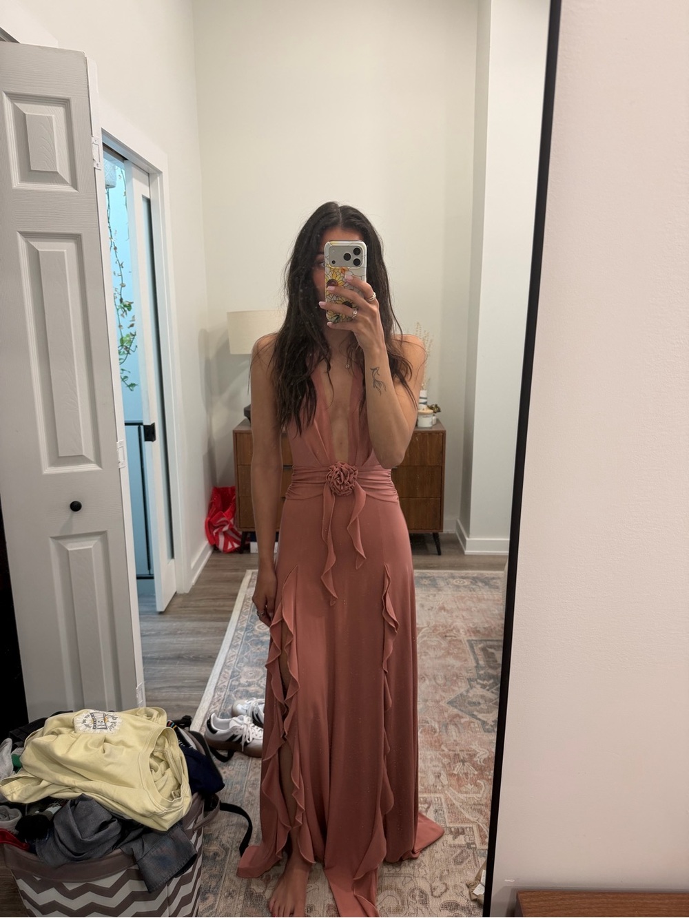 WeWoreWhat Ruffle Maxi Dress in Desert Sand